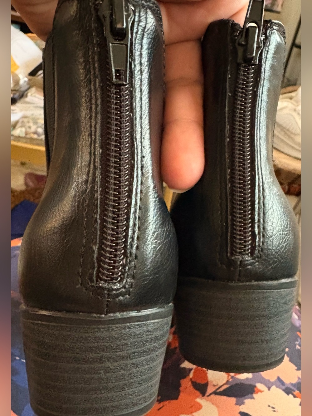 Triumph Black Leather Back-Zip Ankle Booties